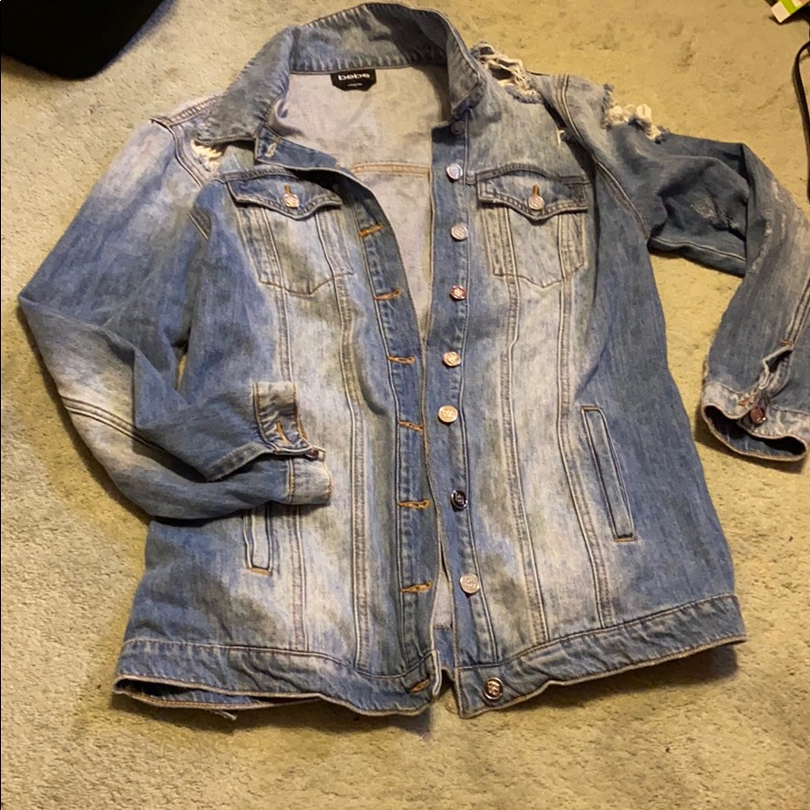 Bebe Distressed Denim Jacket
